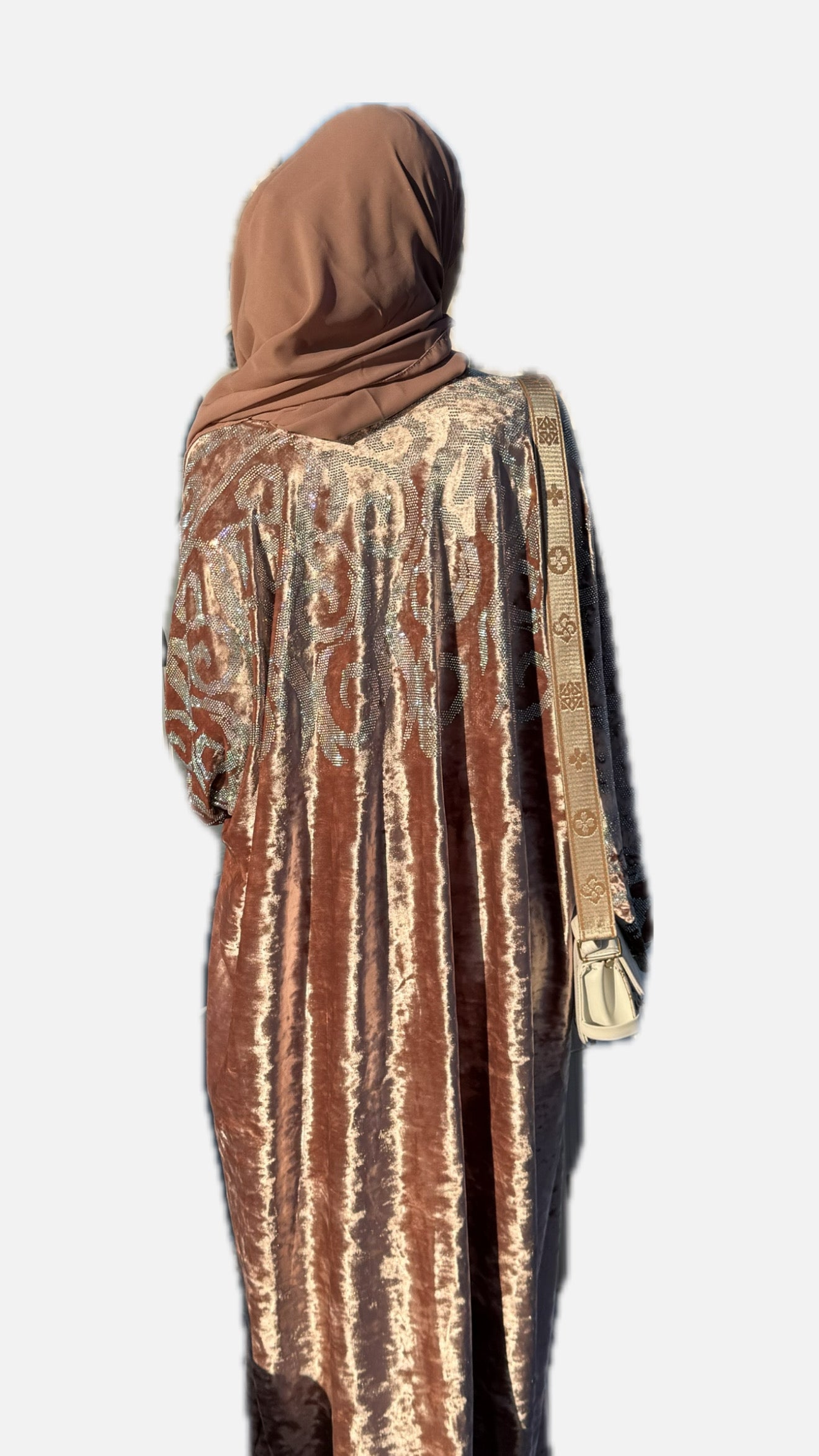 Dubai velvet abaya- pink with hijab