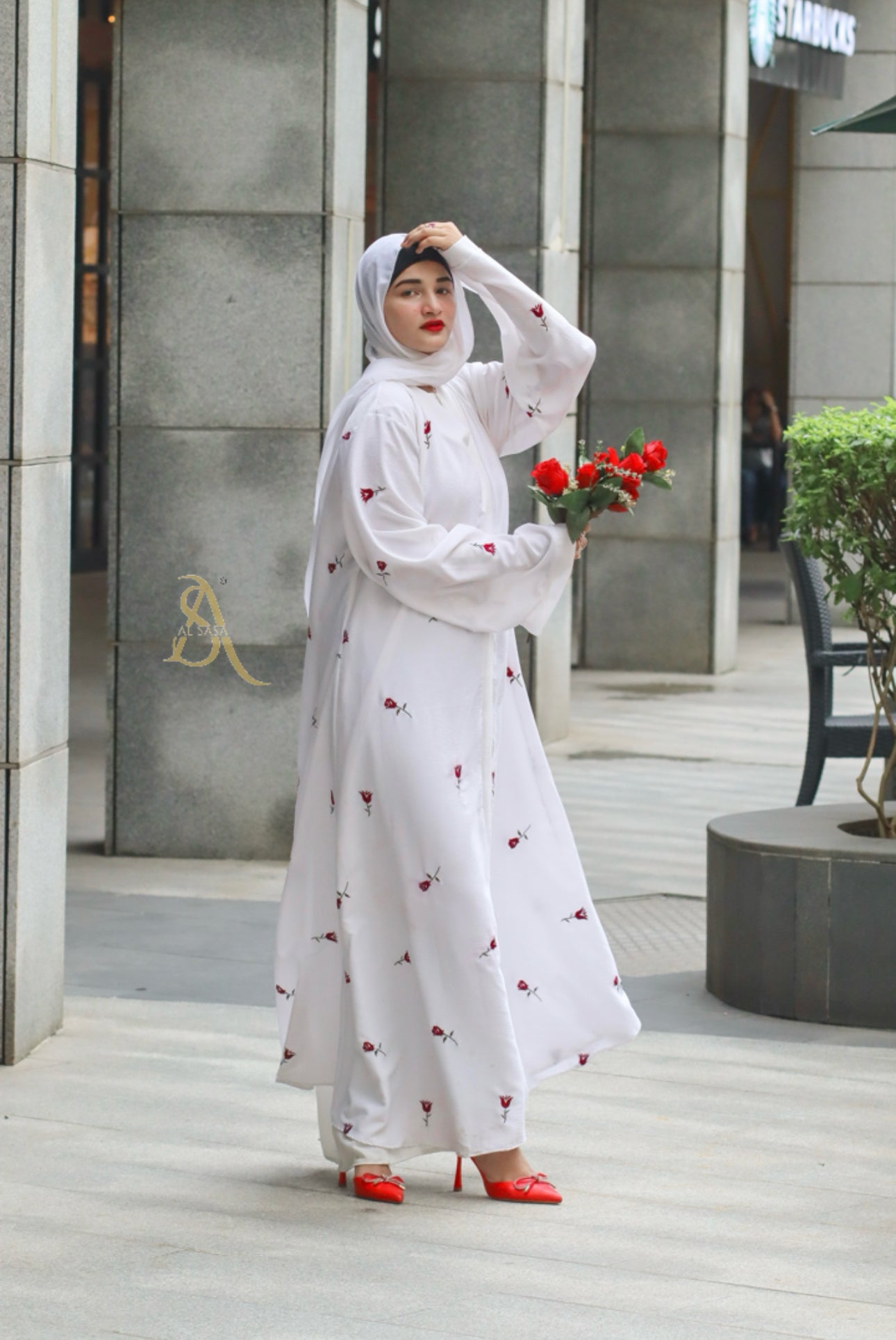 Rose Abaya White