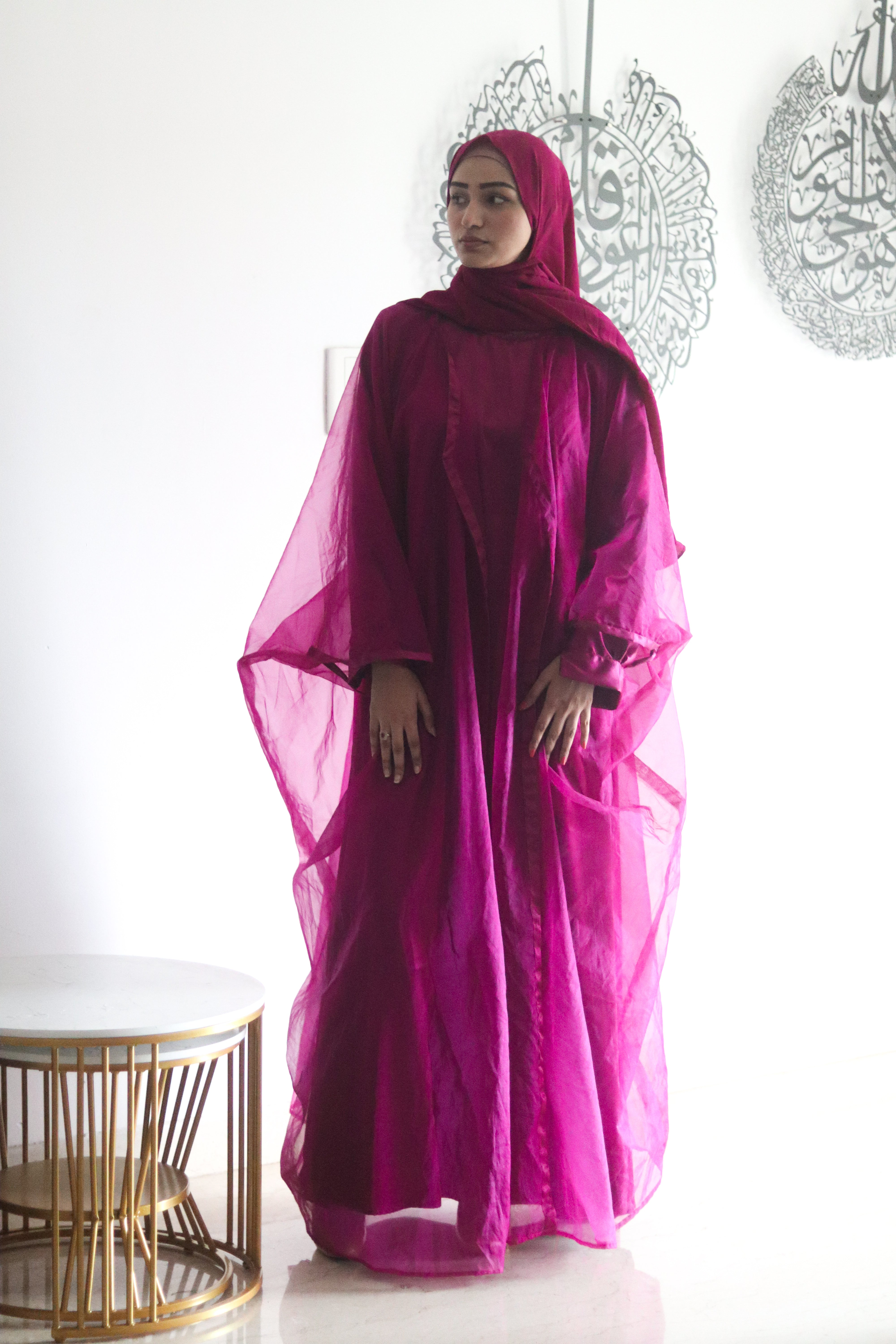 Feriha Luxe Abaya - Purple (with inner slit, Shrug & Hijab)