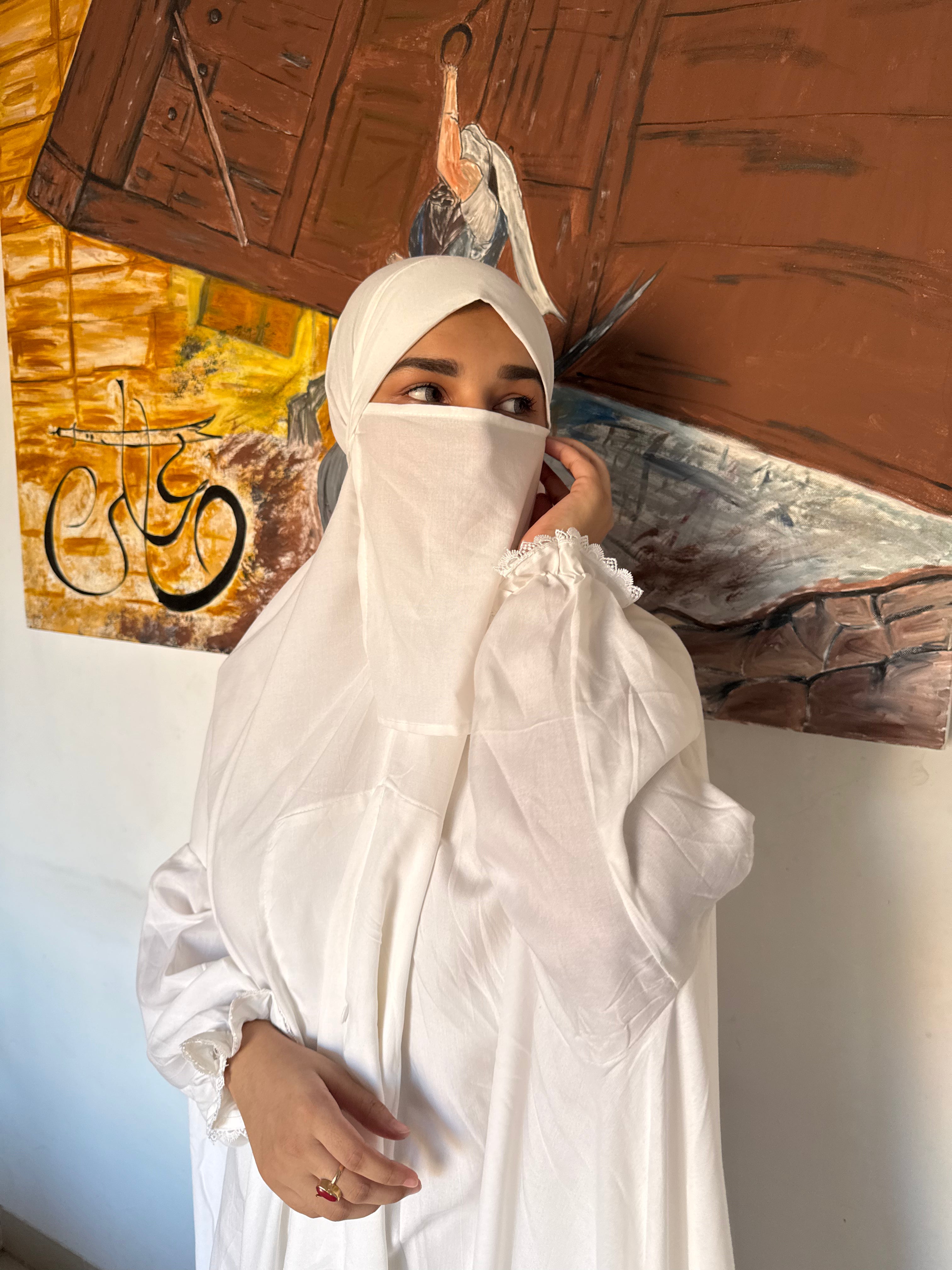 Full sized Jilbab with pockets, niqab, sleeves ( white )
