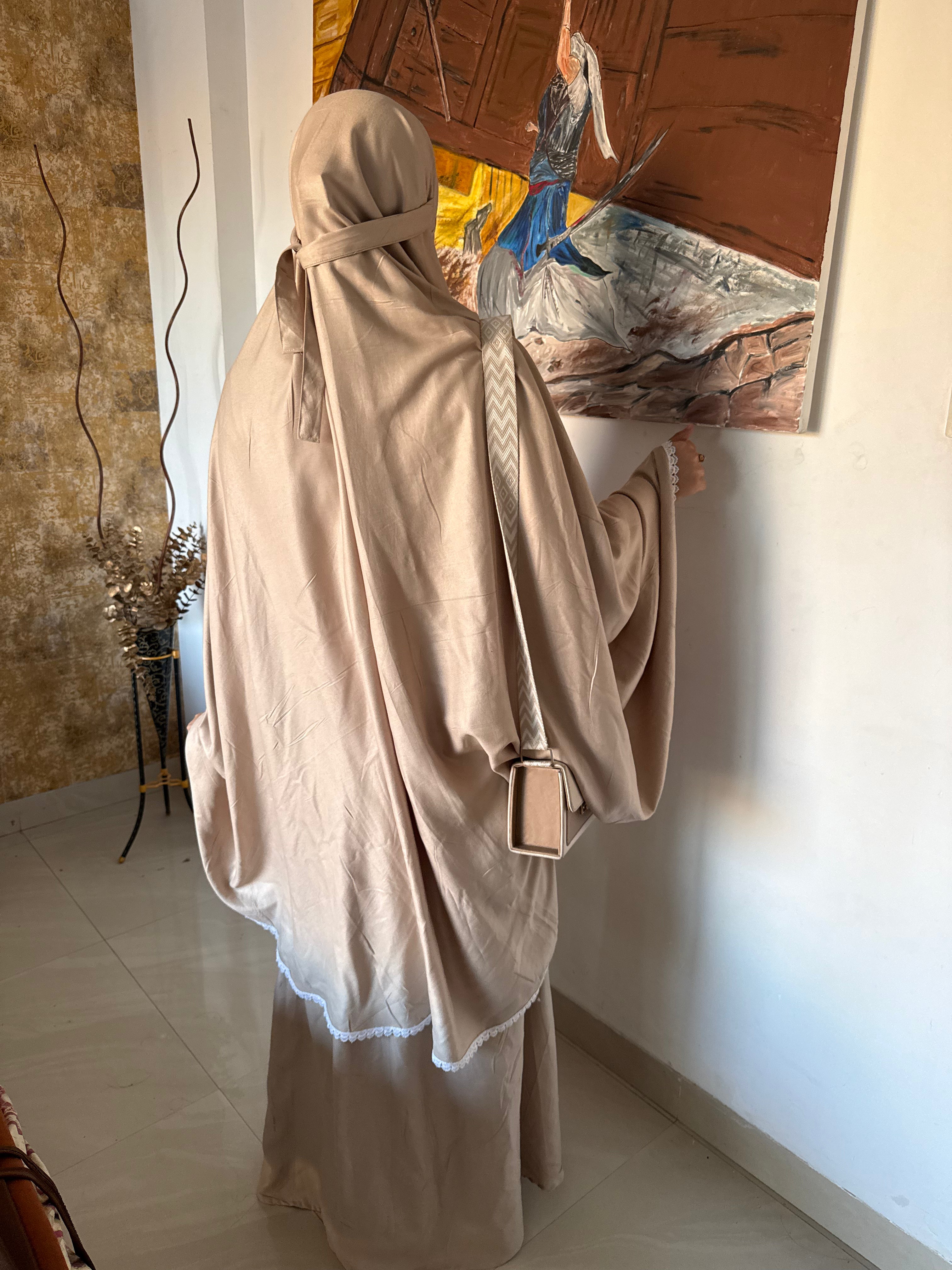 Modest Jilbab Skirt Set for Women ( beige )