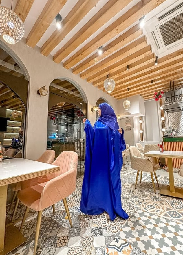 Malika Butterfly Abaya with Attached Inner Belt - Royal Blue (Hijab not included)