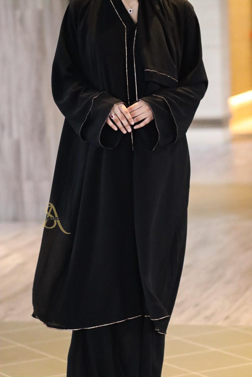 black double layer Georgette abaya (with hijab)