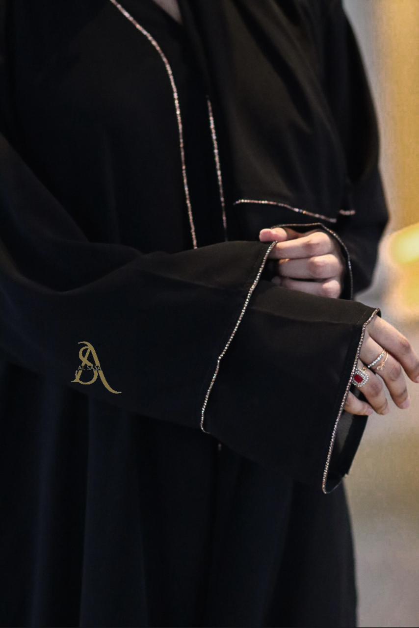 black double layer Georgette abaya (with hijab)