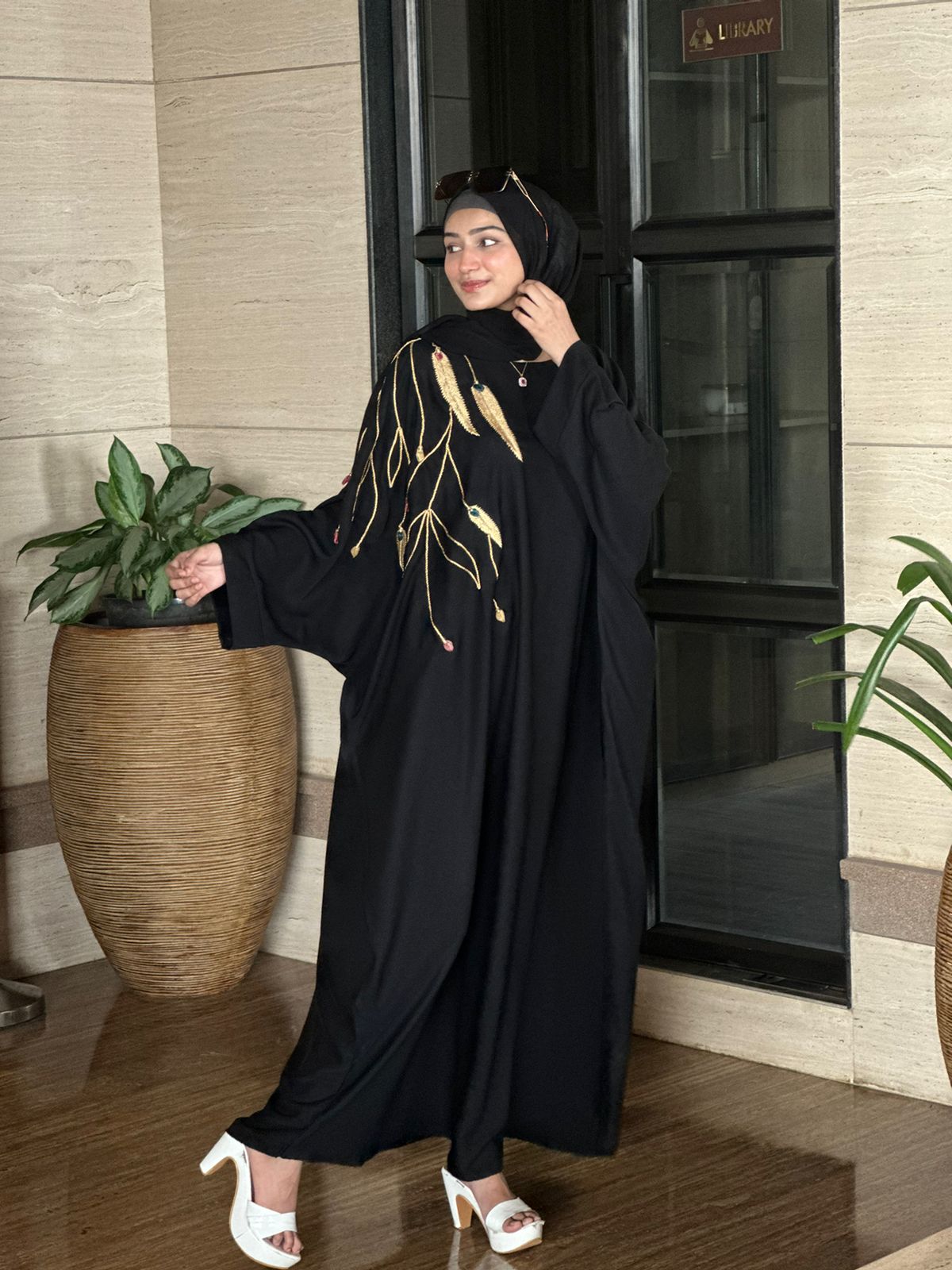 Golden Handwork Kaftan abaya (with hijab)