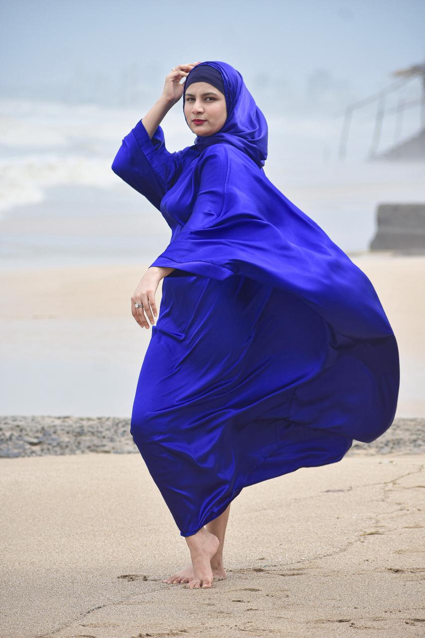 Malika Butterfly Abaya with Attached Inner Belt - Royal Blue (Hijab not included)