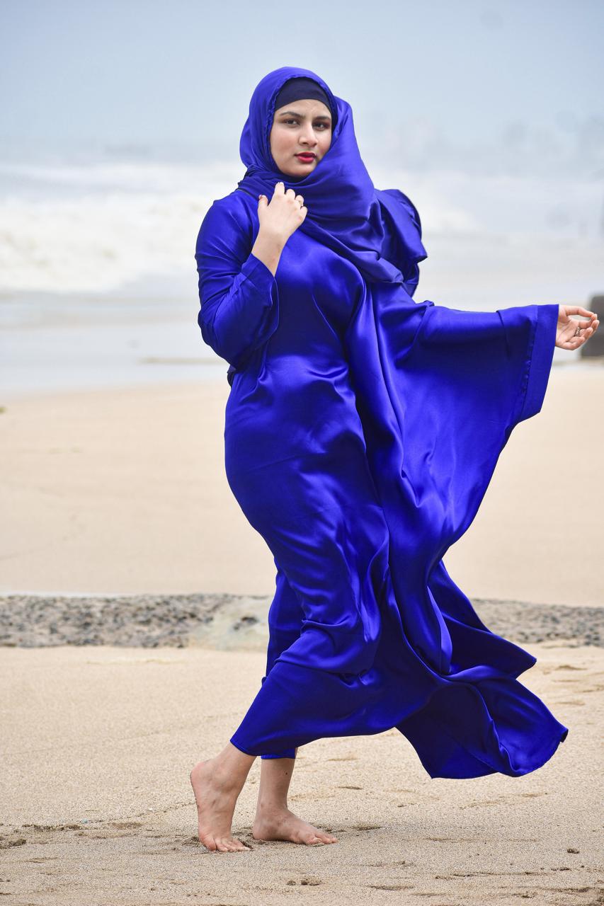 Malika Butterfly Abaya with Attached Inner Belt - Royal Blue (Hijab not included)