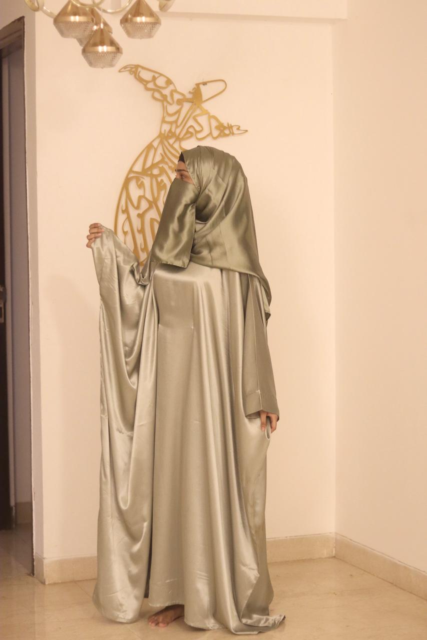 Malika Butterfly Abaya with Attached Inner Belt - Ice Green (Hijab not included)