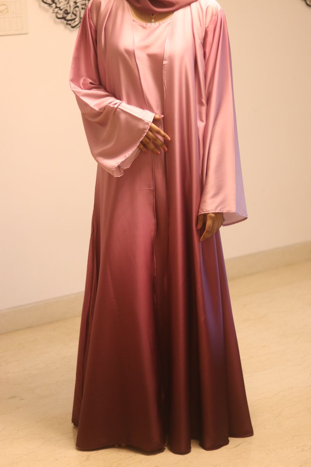 Pink Ombre Abaya (With Matching Hijab)