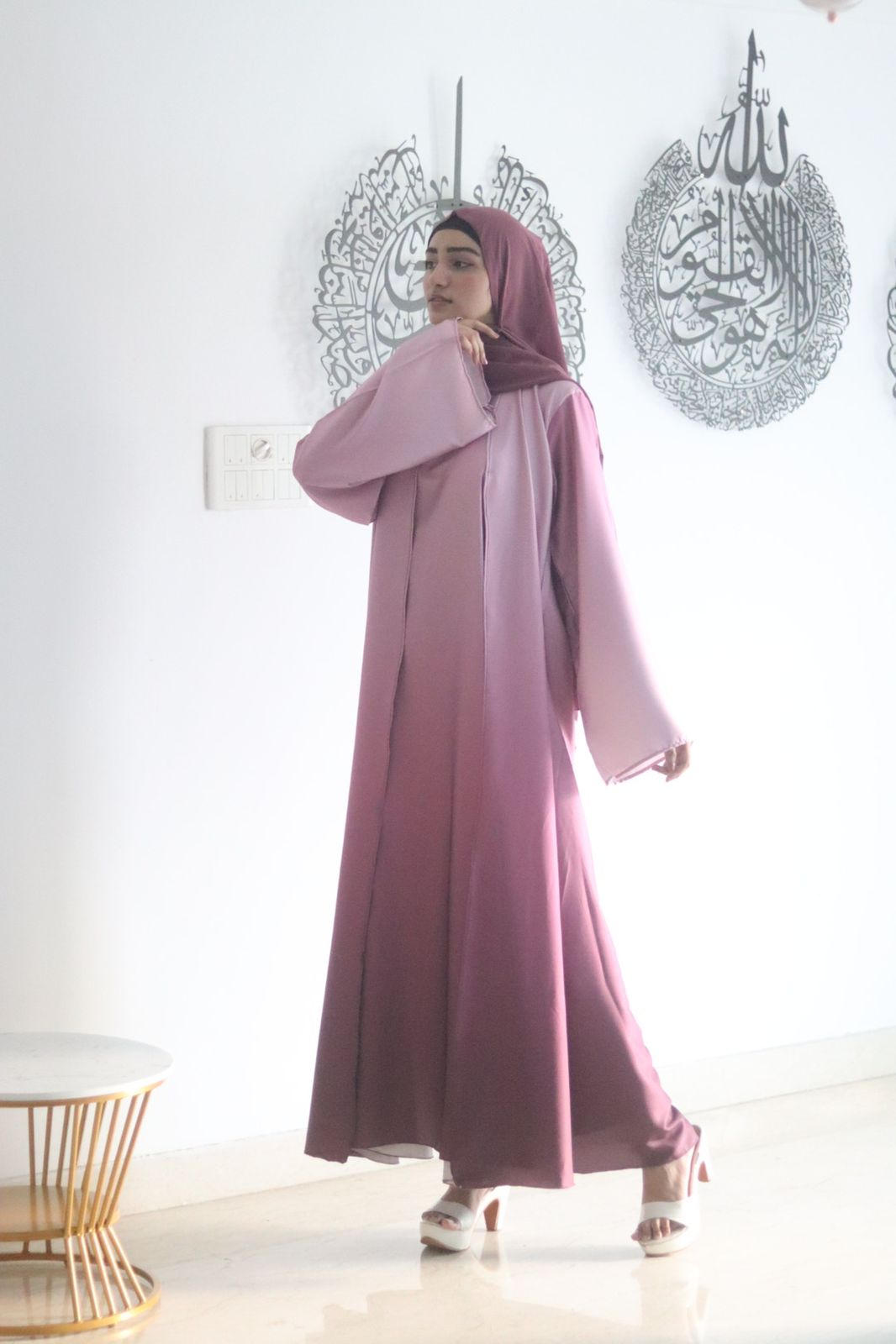 Pink Ombre Abaya (With Matching Hijab)