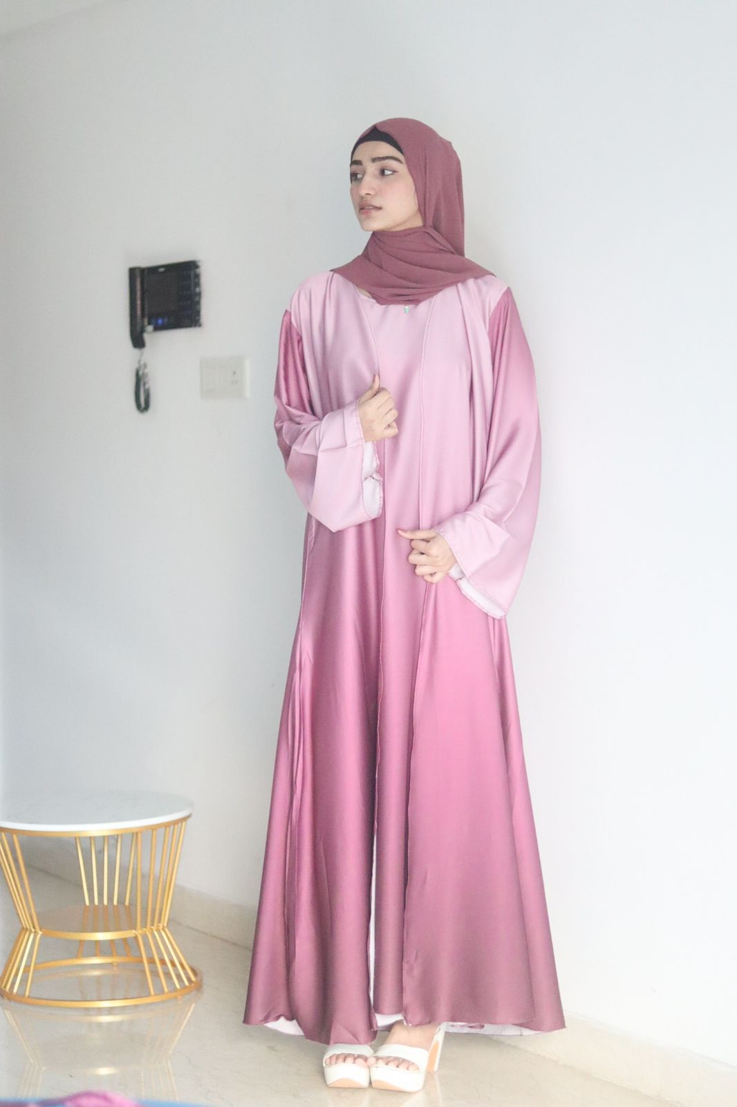 Pink Ombre Abaya (With Matching Hijab)