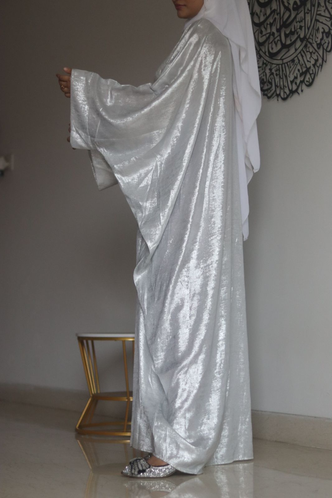 Silver shimmer Abaya (with hijab)