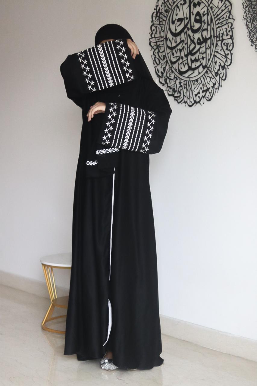 Amal Embroidery Abaya - Black (With Hijab)
