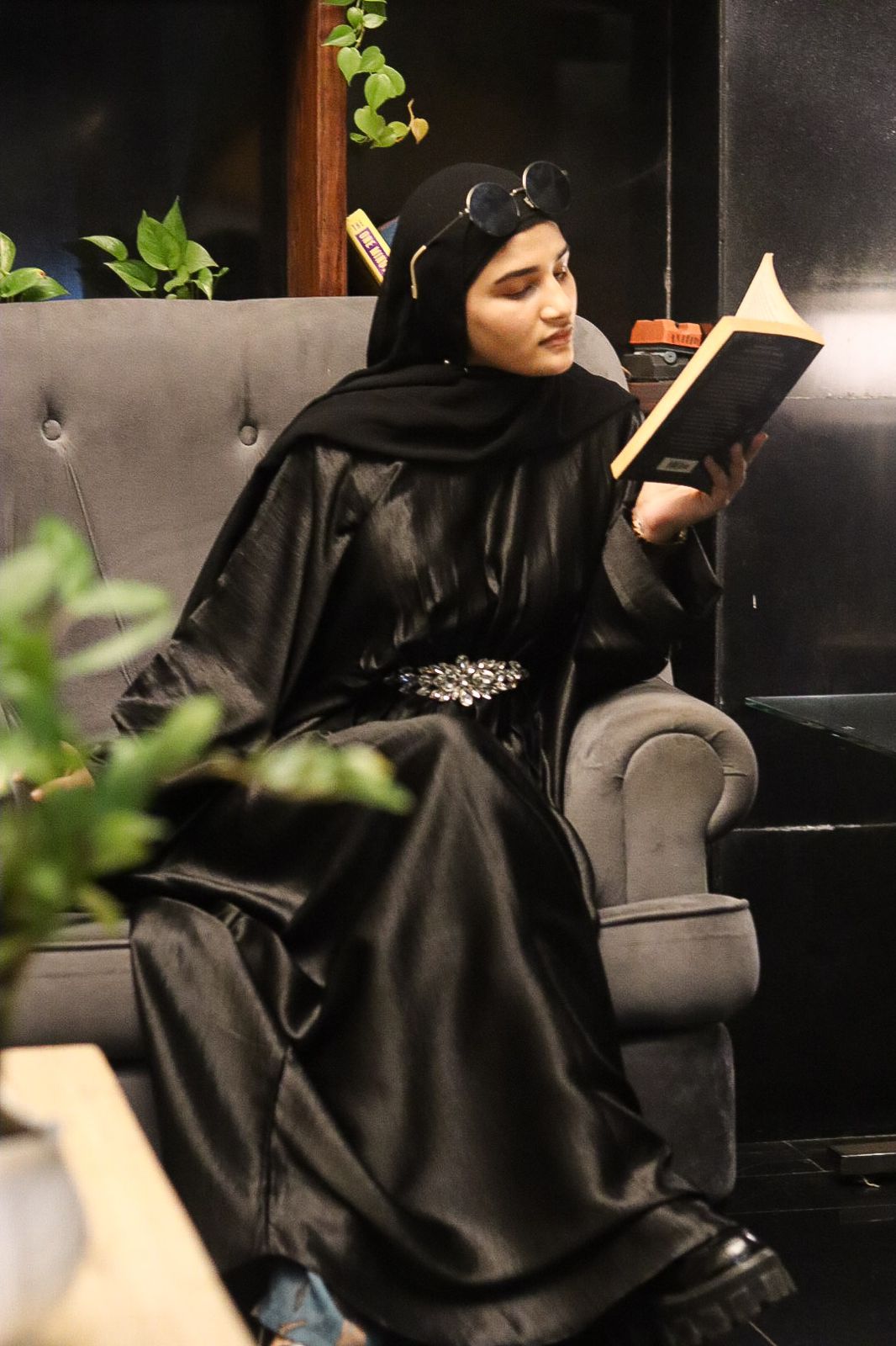 Black shimmer abaya (with Hijab)