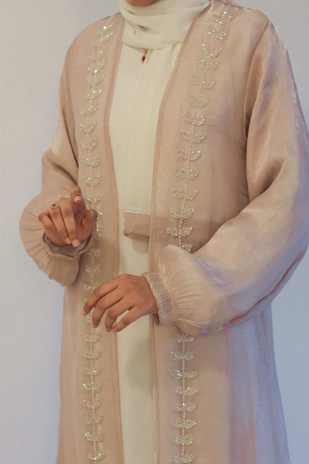 Hoor Tissue Abaya Premium Full Set (with Full Sleeves Inner Slit & Hijab)