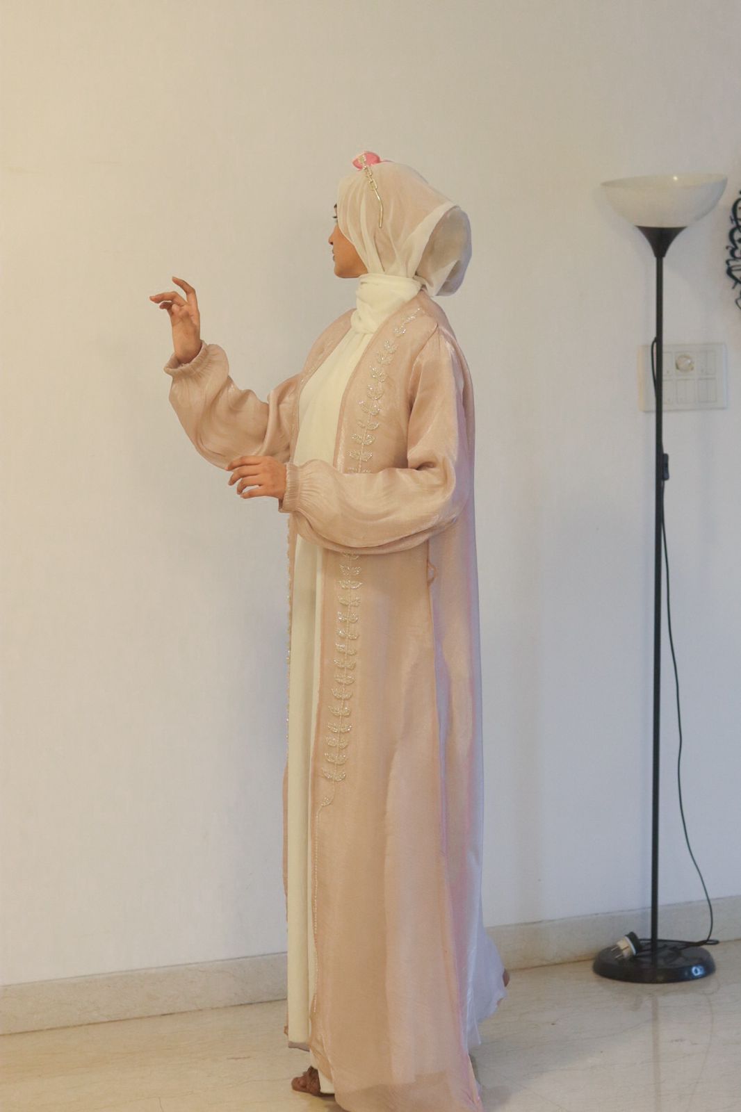 Hoor Tissue Abaya Premium Full Set (with Full Sleeves Inner Slit & Hijab)