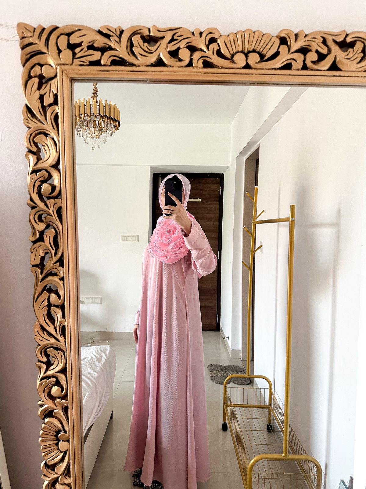 3D Floral Dress -Baby Pink