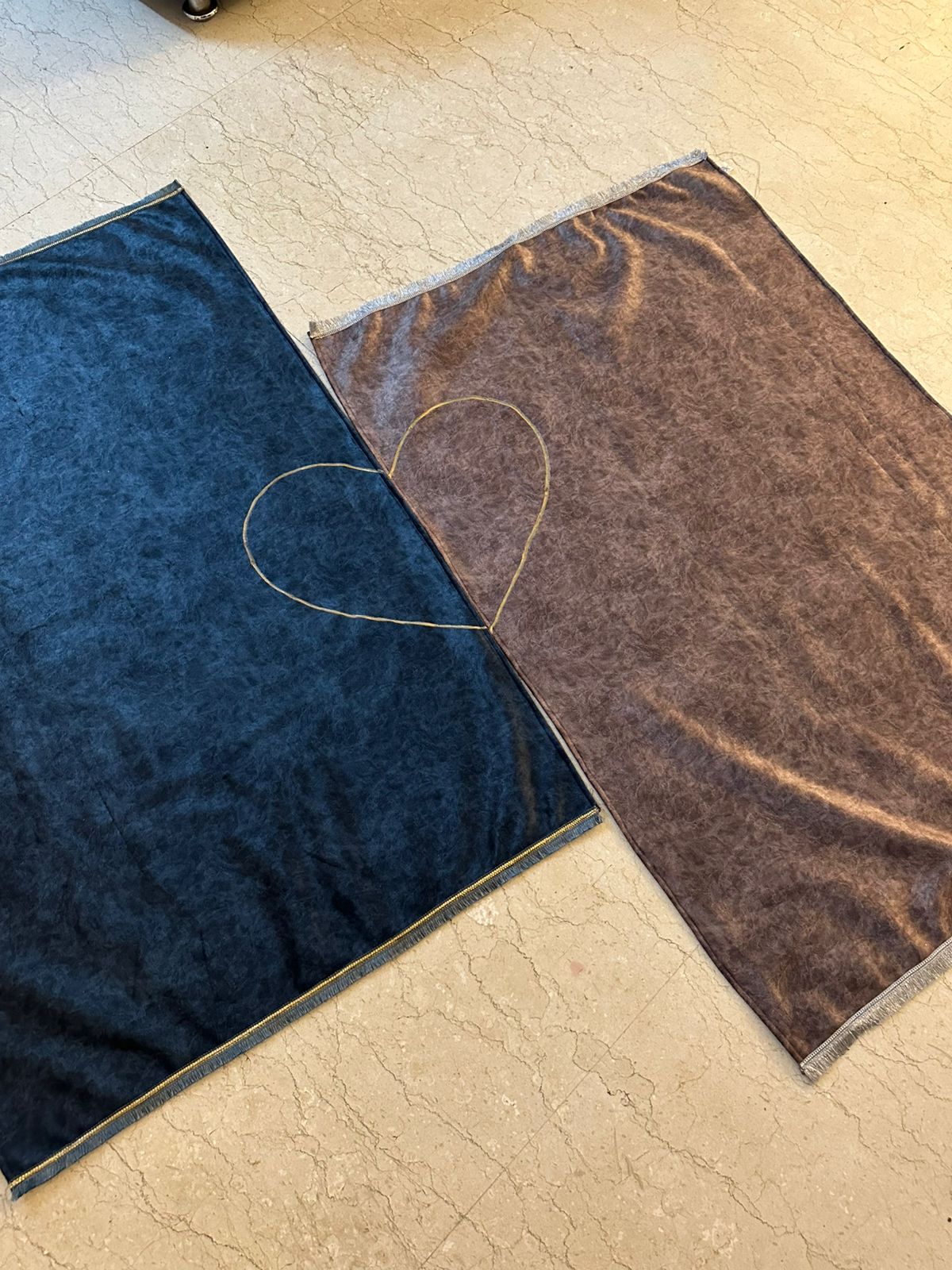 Couple Prayer Mat (with Customized Name & heart)-Blue & Grey Shade