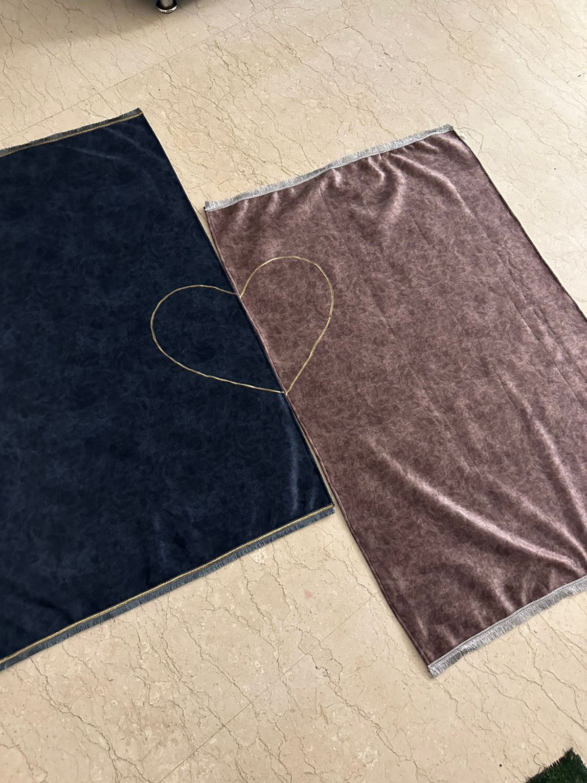 Couple Prayer Mat (with Customized Name & heart)-Blue & Grey Shade