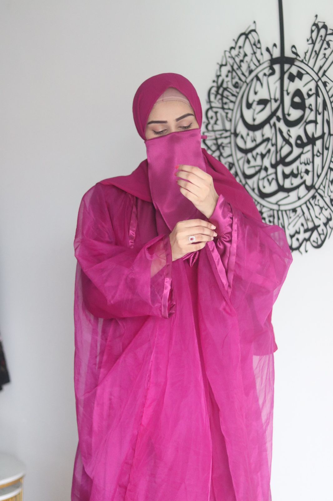 Feriha Luxe Abaya - Purple (with inner slit, Shrug & Hijab)