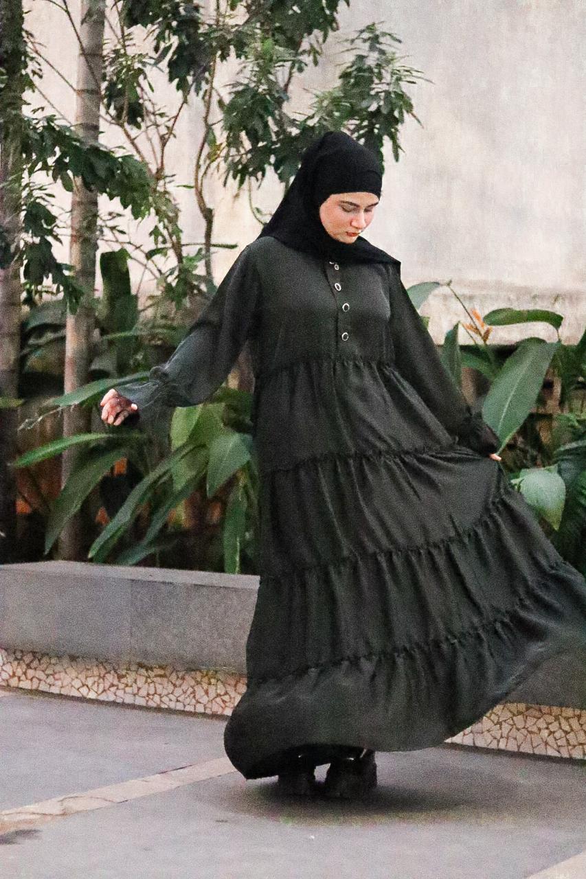 Jet Green Ruffled Dress