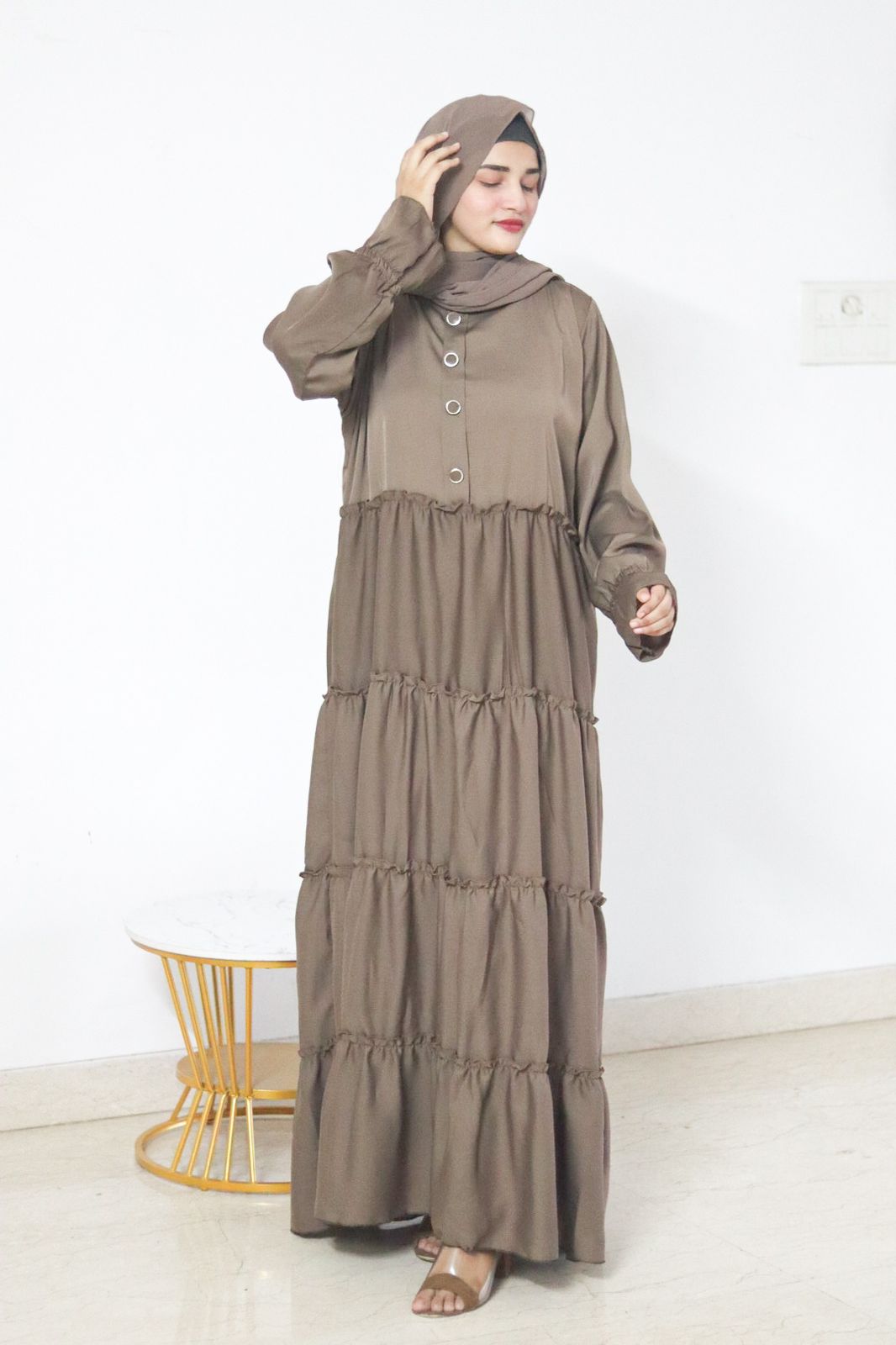 Cinnamon Ruffled Dress
