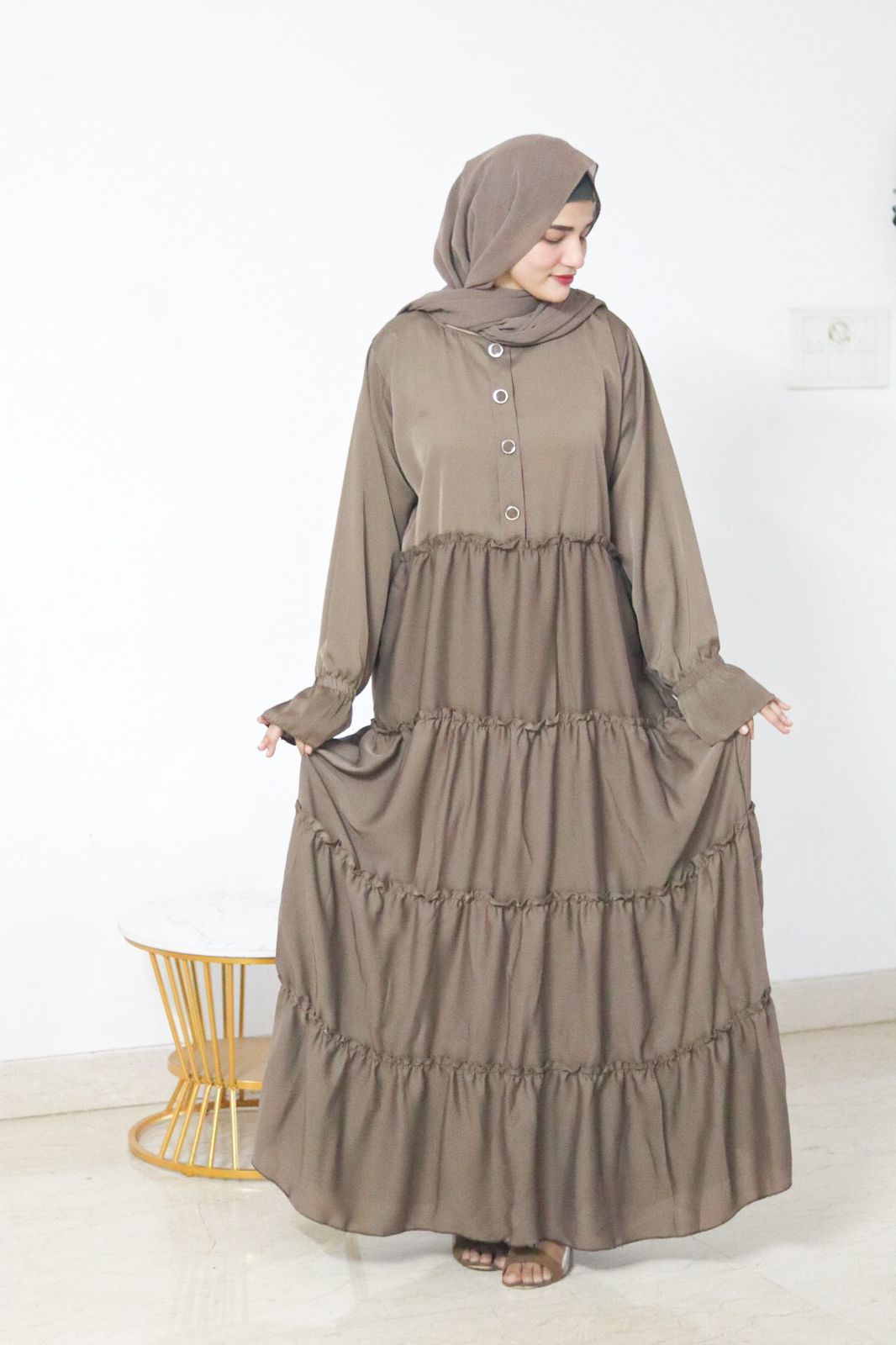 Cinnamon Ruffled Dress