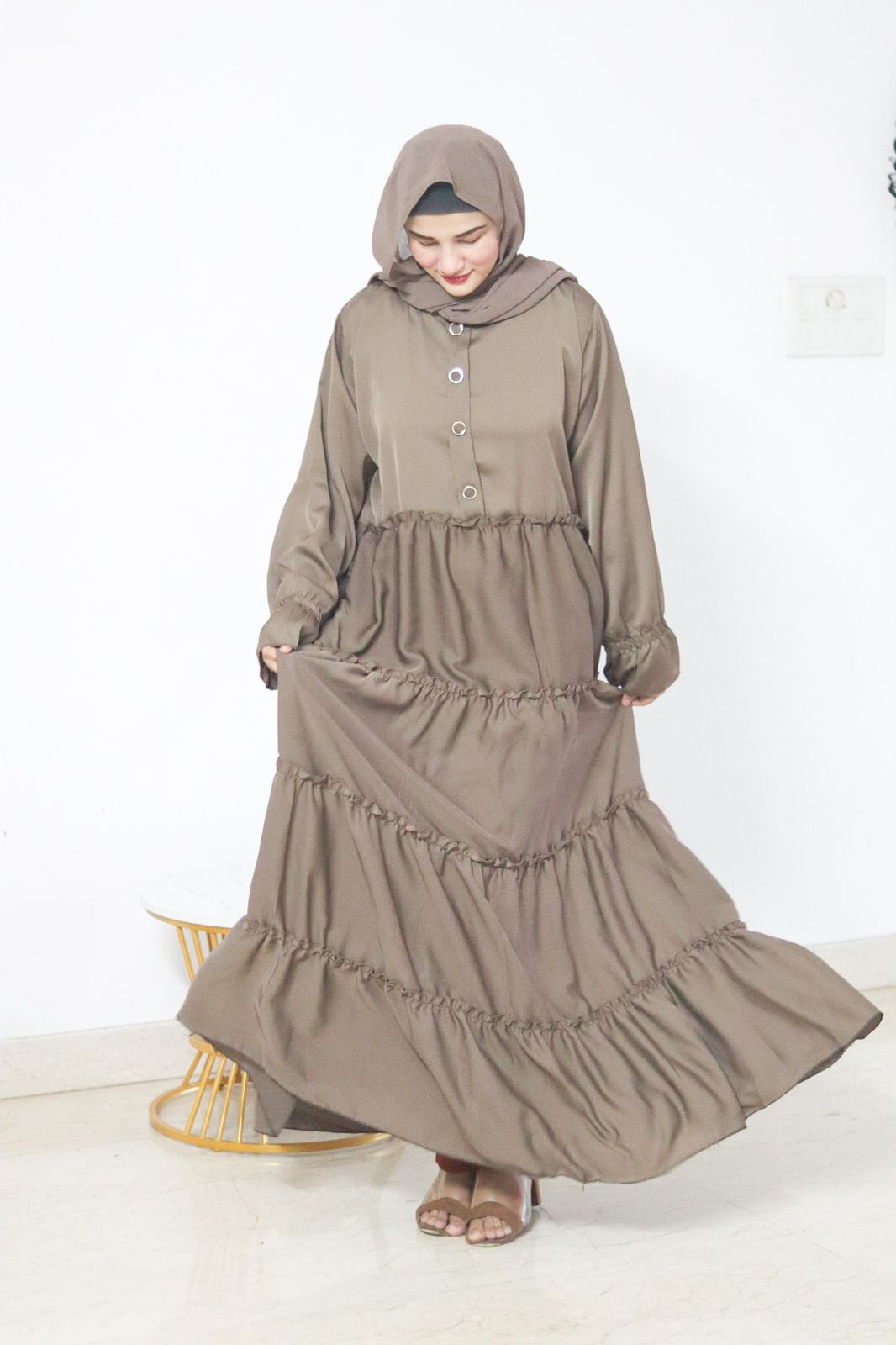 Cinnamon Ruffled Dress