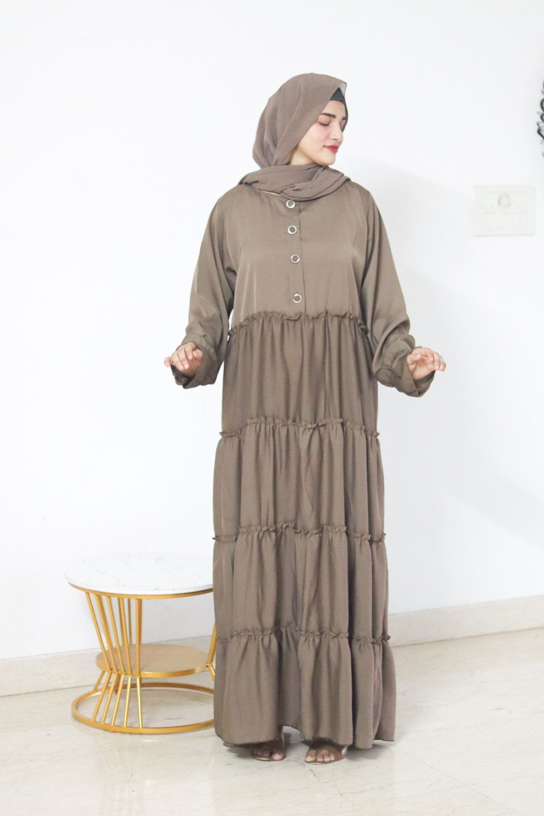 Cinnamon Ruffled Dress