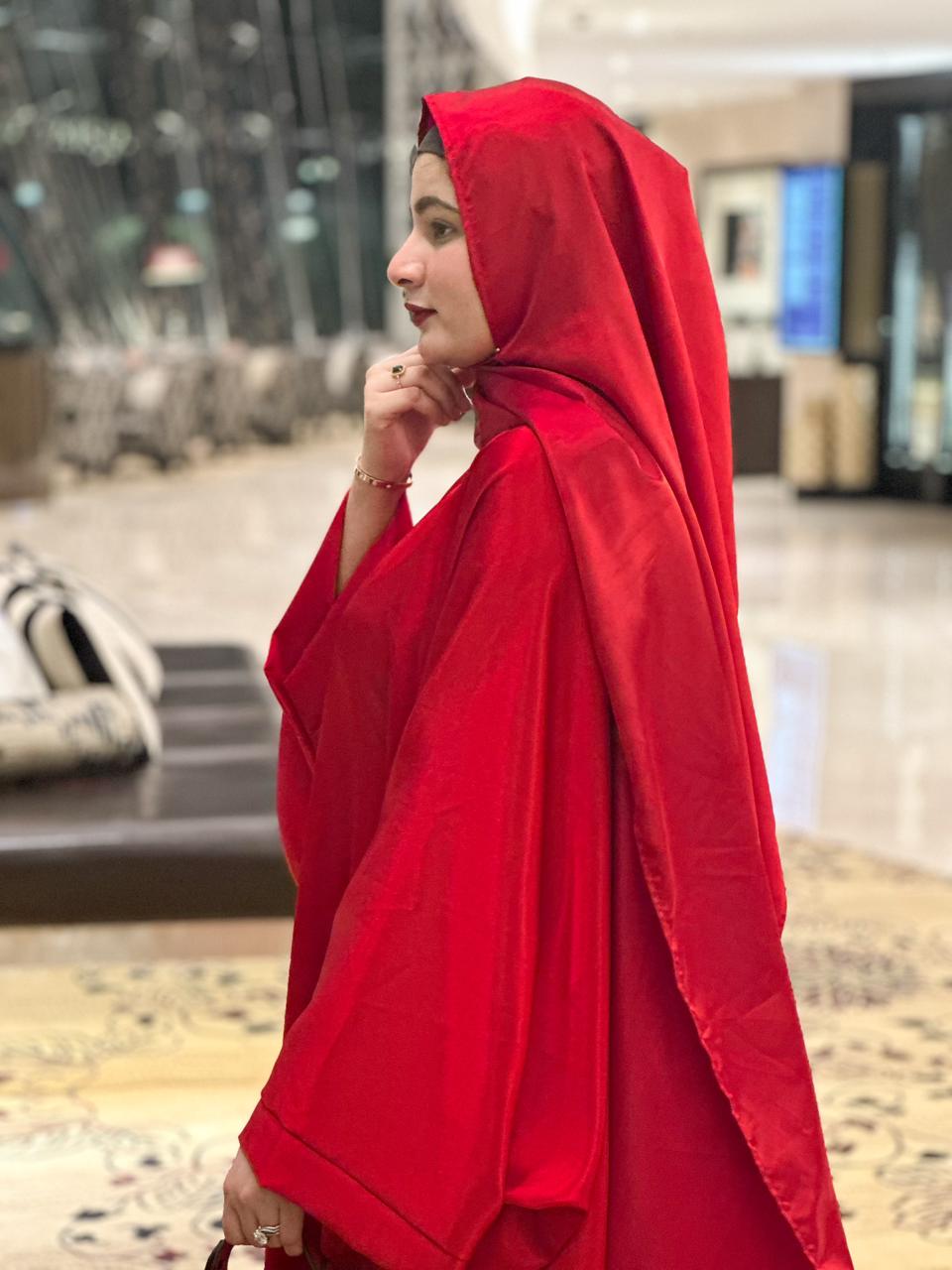 Red Malika Butterfly Abaya with Attached Inner Belt (hijab not included)