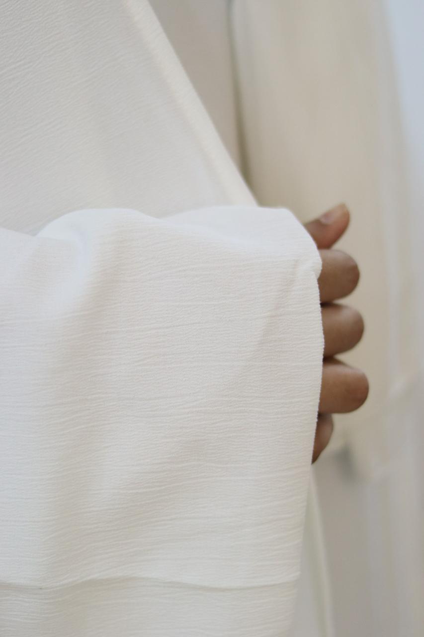 Pure White Umrah  Abaya (With inner slit, shrug & Hijab)