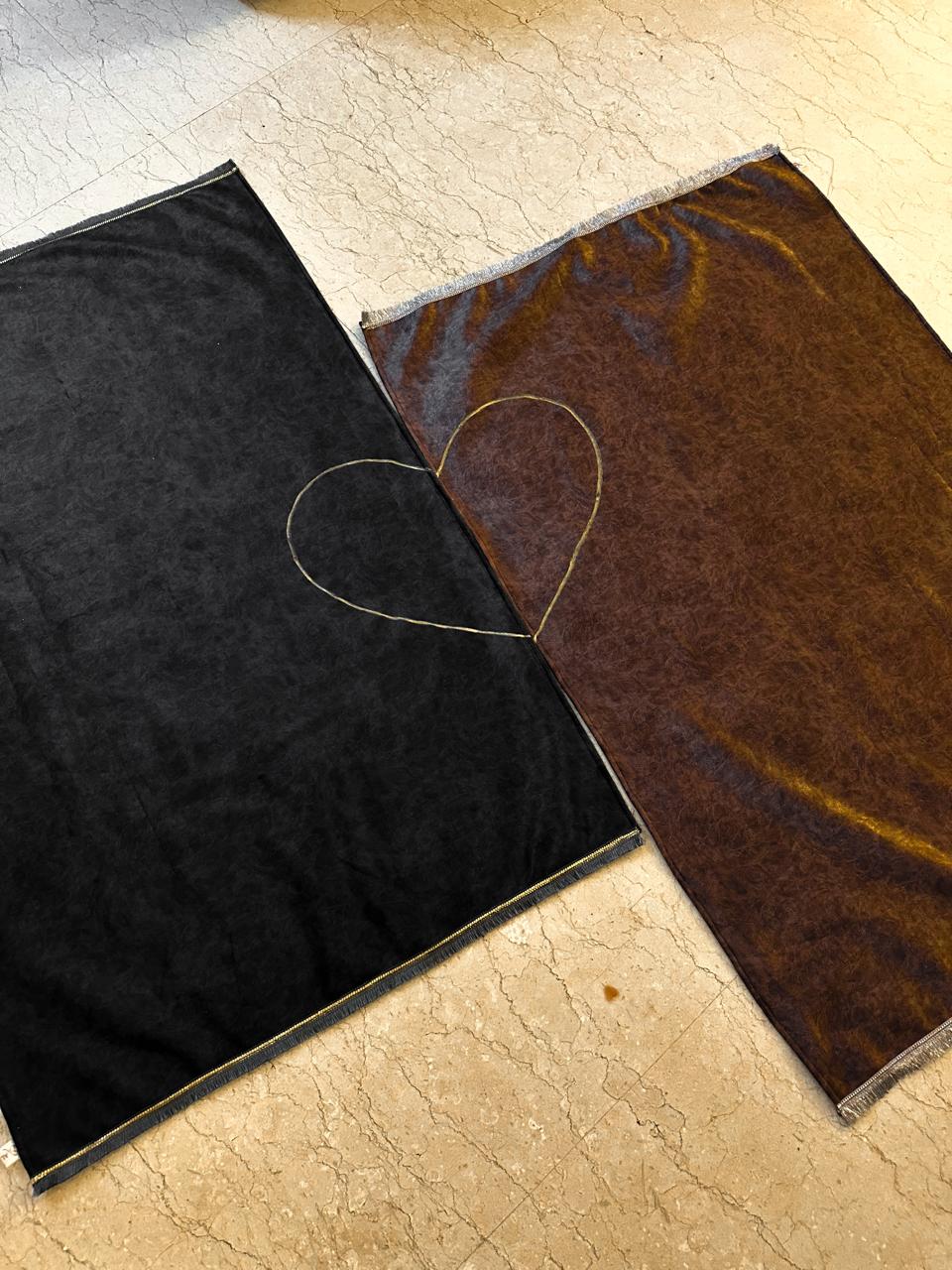 Couple Prayer Mat (with Customized Name & heart)- Black & Brown Shade