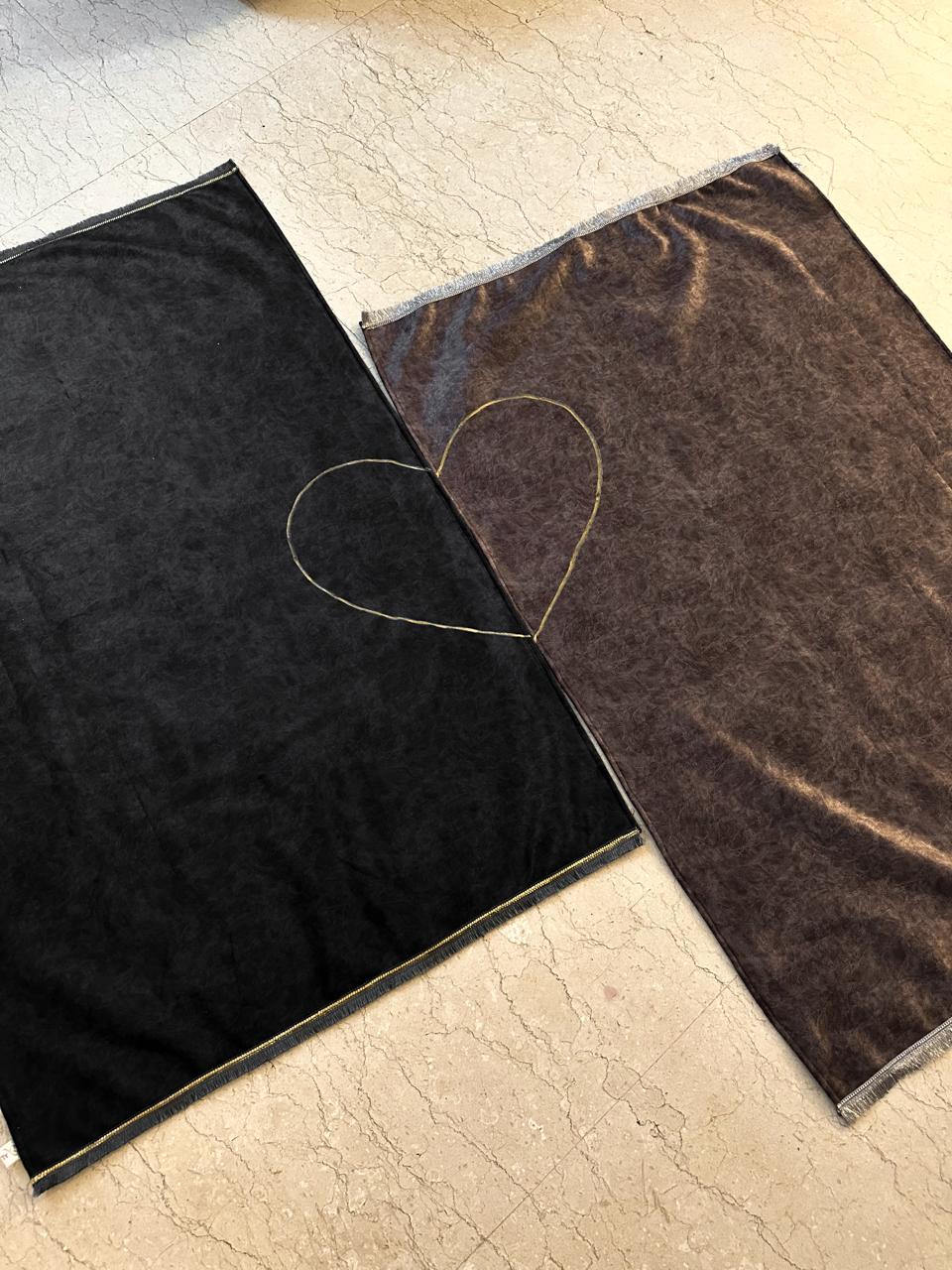 Couple Prayer Mat (with Customized Name & heart)- Black and Grey Shade