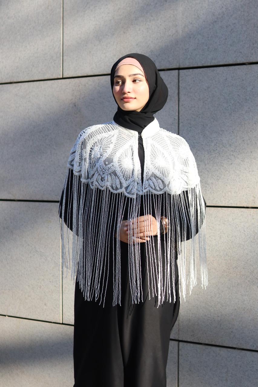 Luxury handwork cape Abaya - white (Abaya not included)