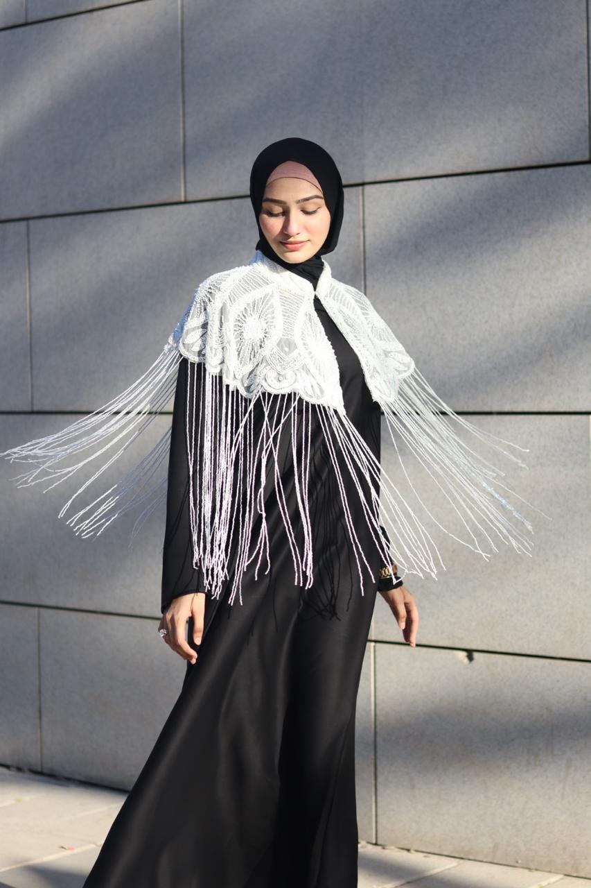 Luxury handwork cape Abaya - white (Abaya not included)