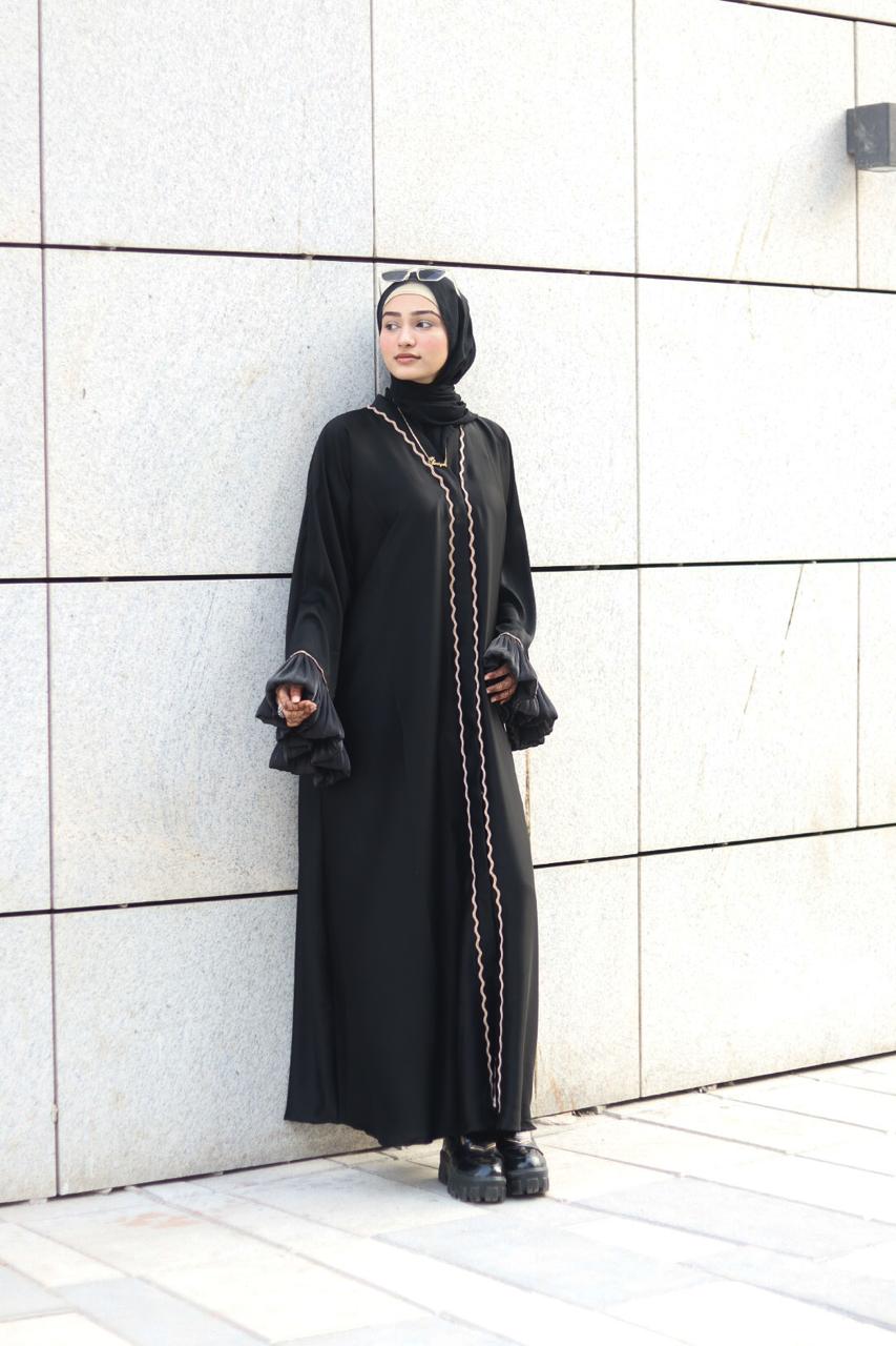 Black Beauty Abaya - (with belt & Hijab)