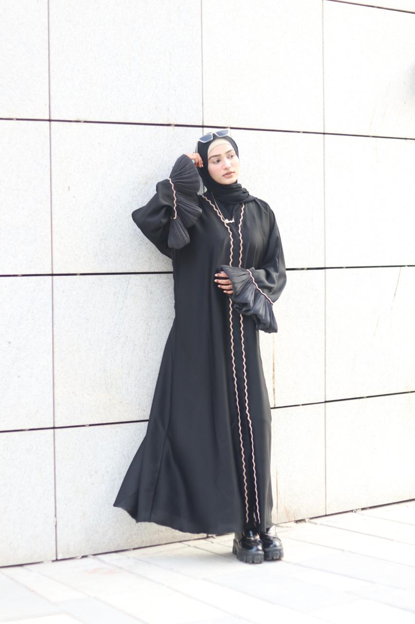 Black Beauty Abaya - (with belt & Hijab)