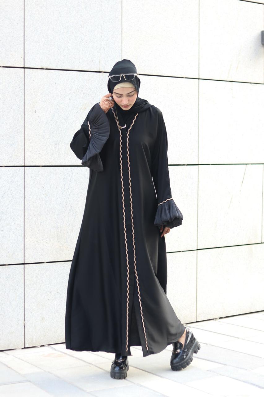 Black Beauty Abaya - (with belt & Hijab)