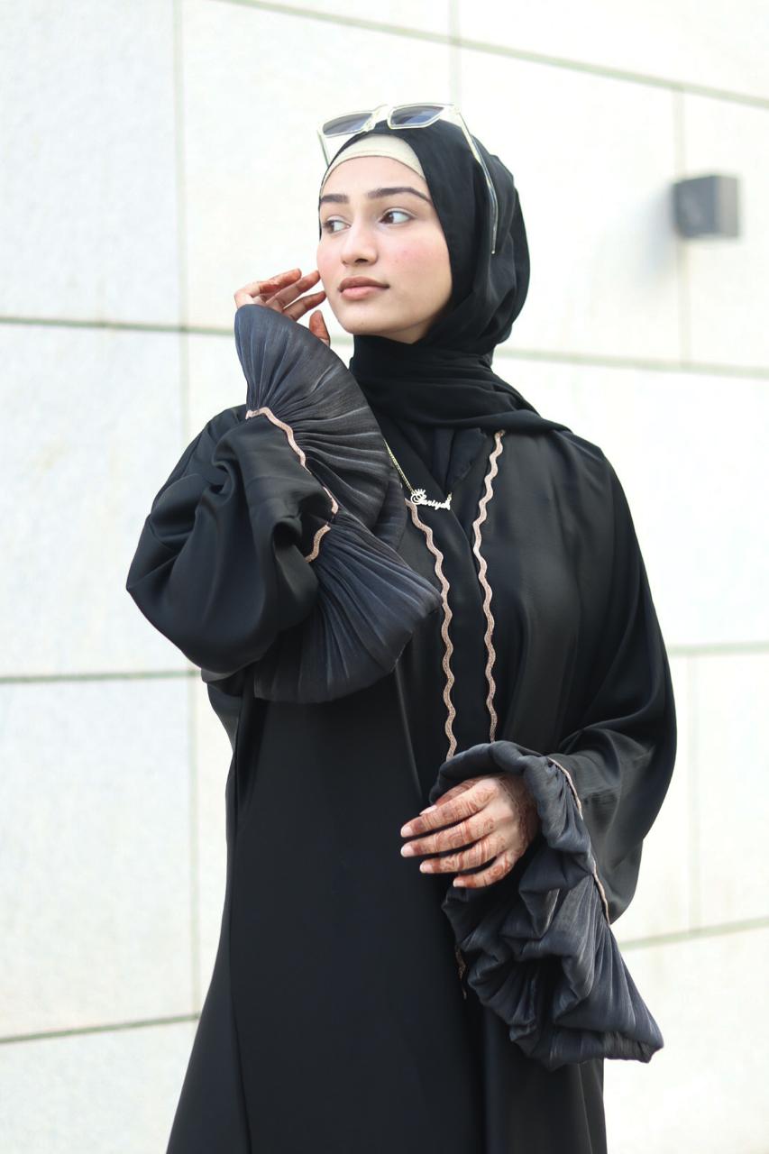 Black Beauty Abaya - (with belt & Hijab)