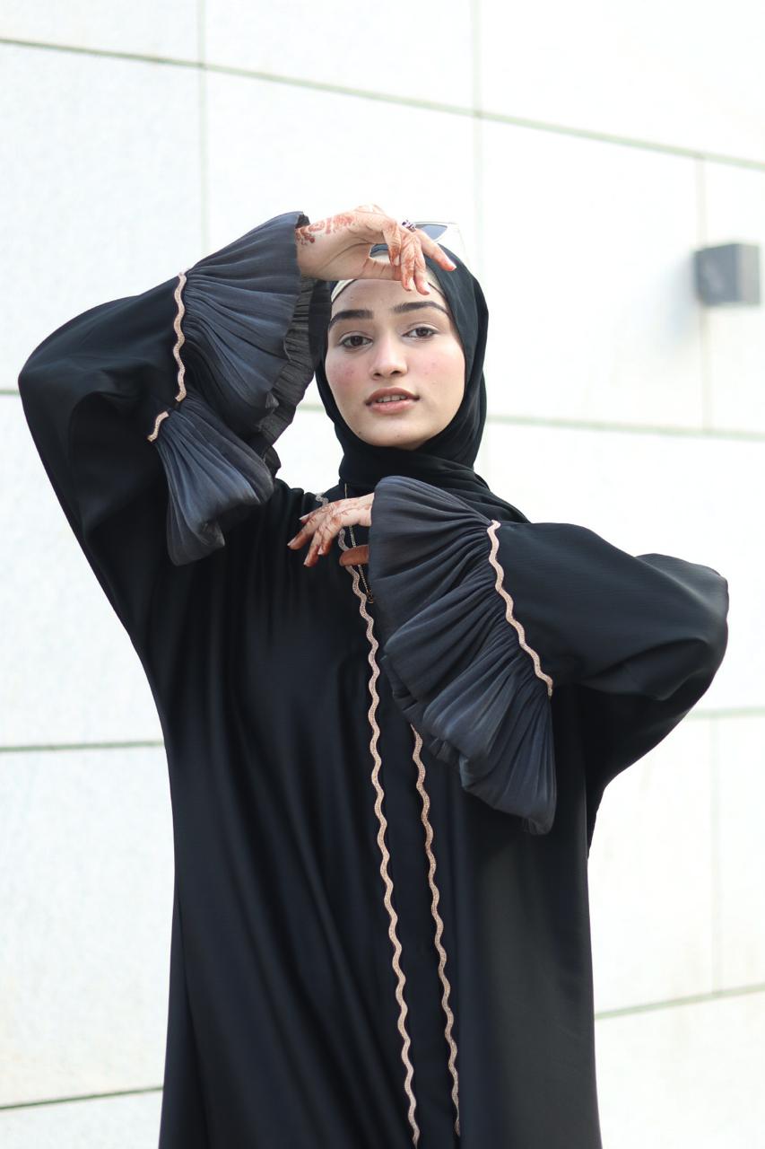Black Beauty Abaya - (with belt & Hijab)