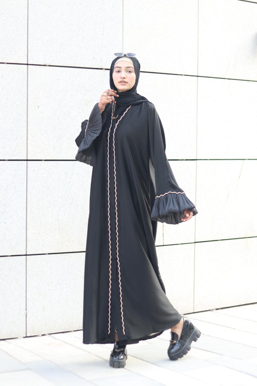 Black Beauty Abaya - (with belt & Hijab)