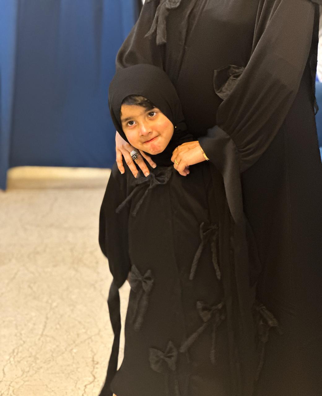 3D bow Abaya Kids - Black