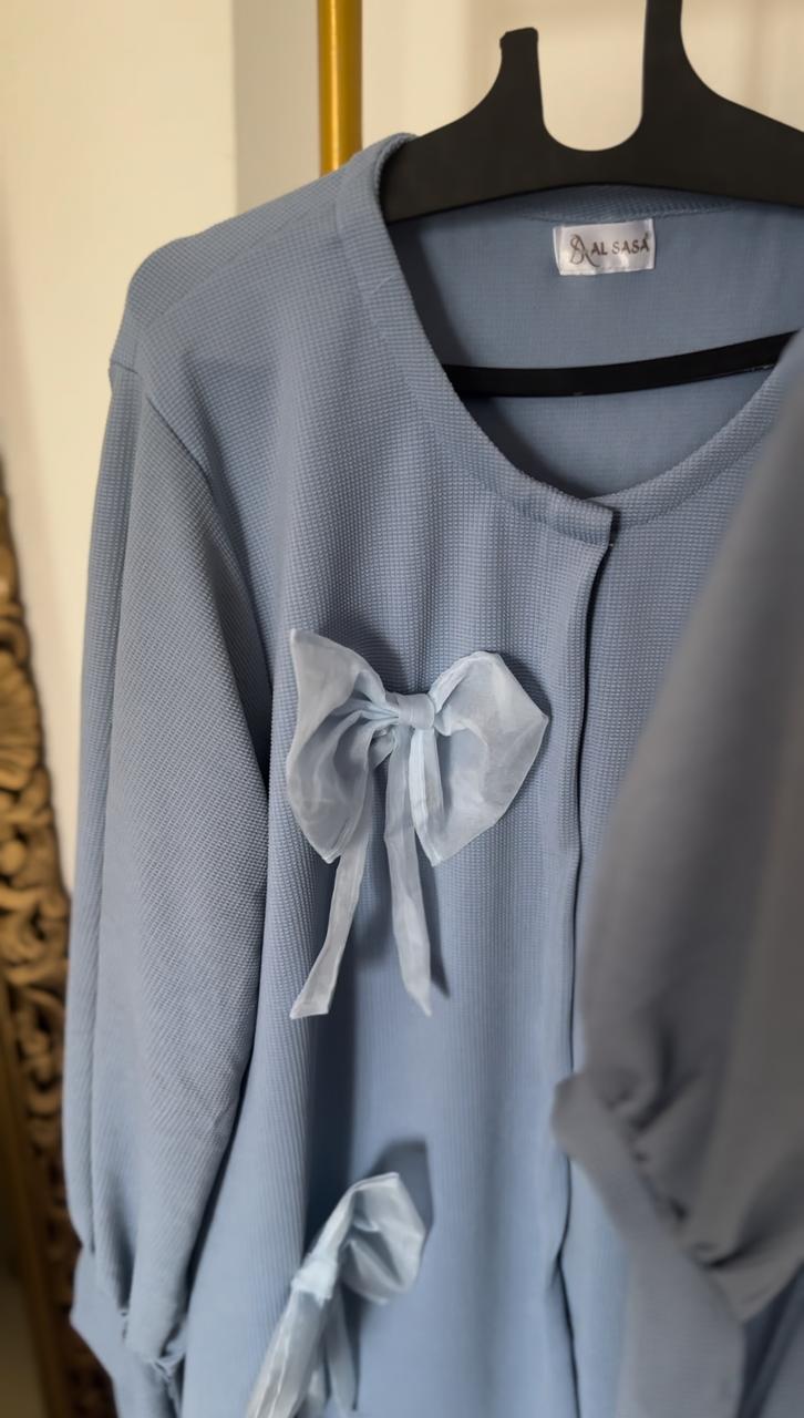 3D bow Abaya Kids - baby Blue