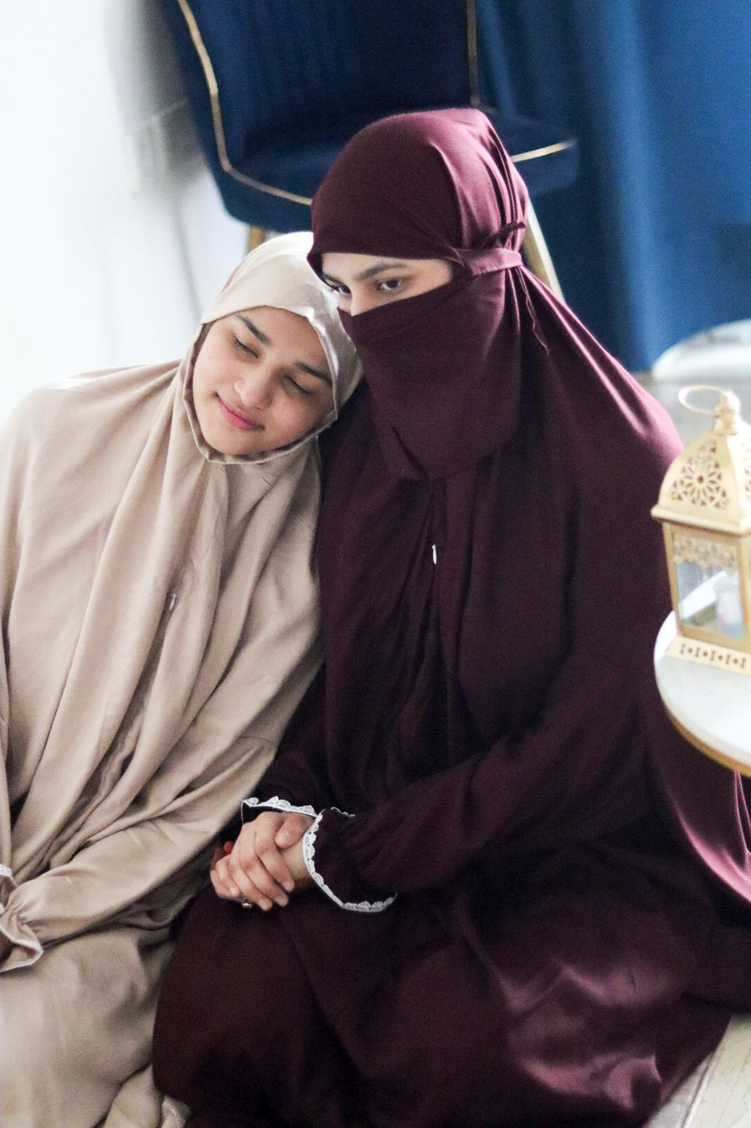 set of 2 Duo caramel one-piece Jilbab - Beige & Brown