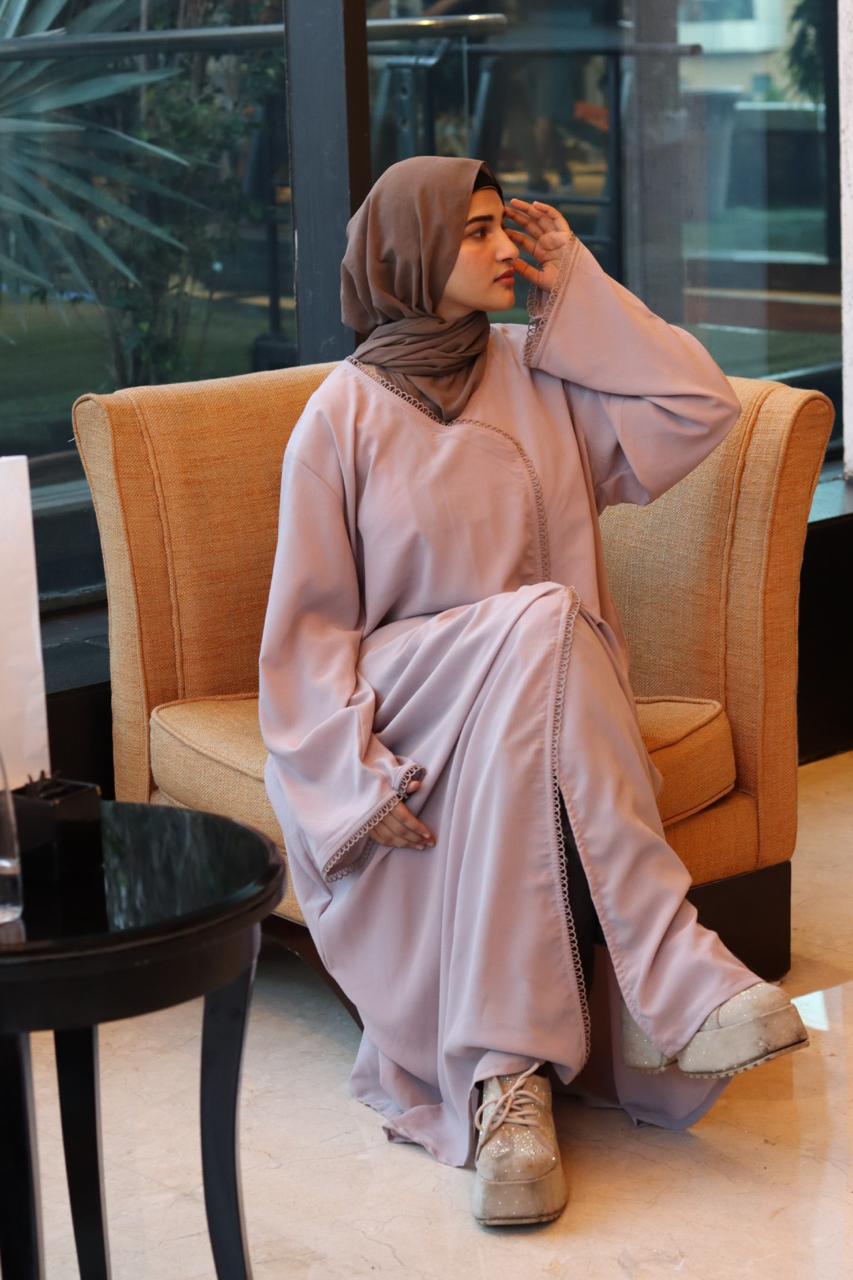 serene lace Abaya- Beige (Hijab is not included)