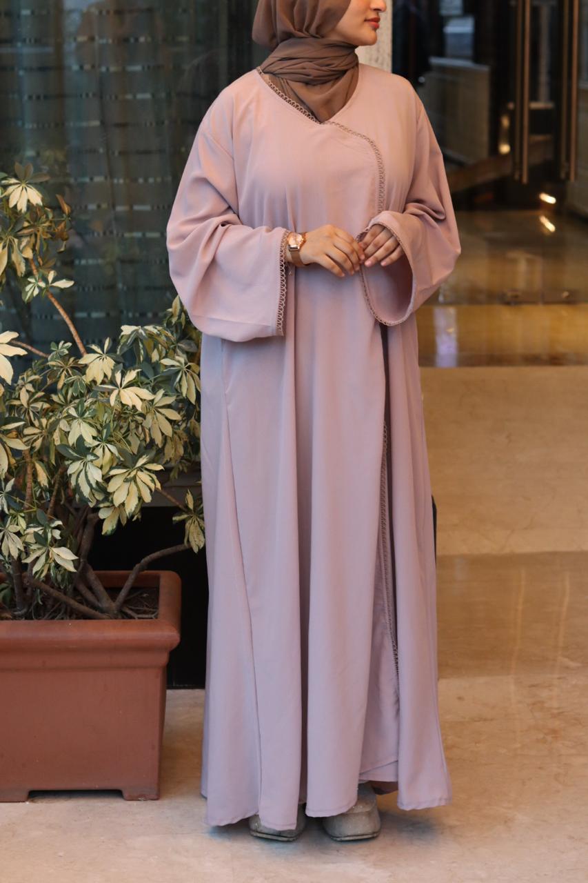 serene lace Abaya- Beige (Hijab is not included)