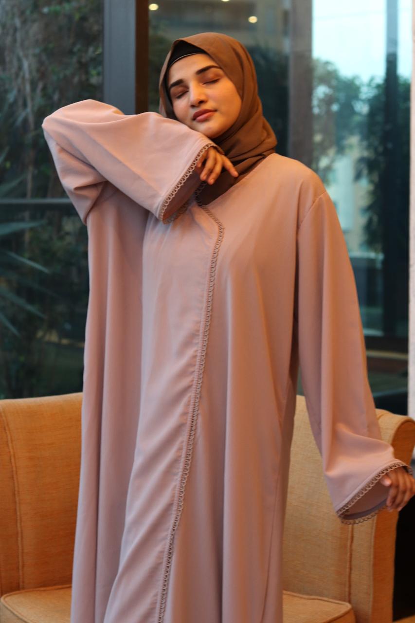 serene lace Abaya- Beige (Hijab is not included)