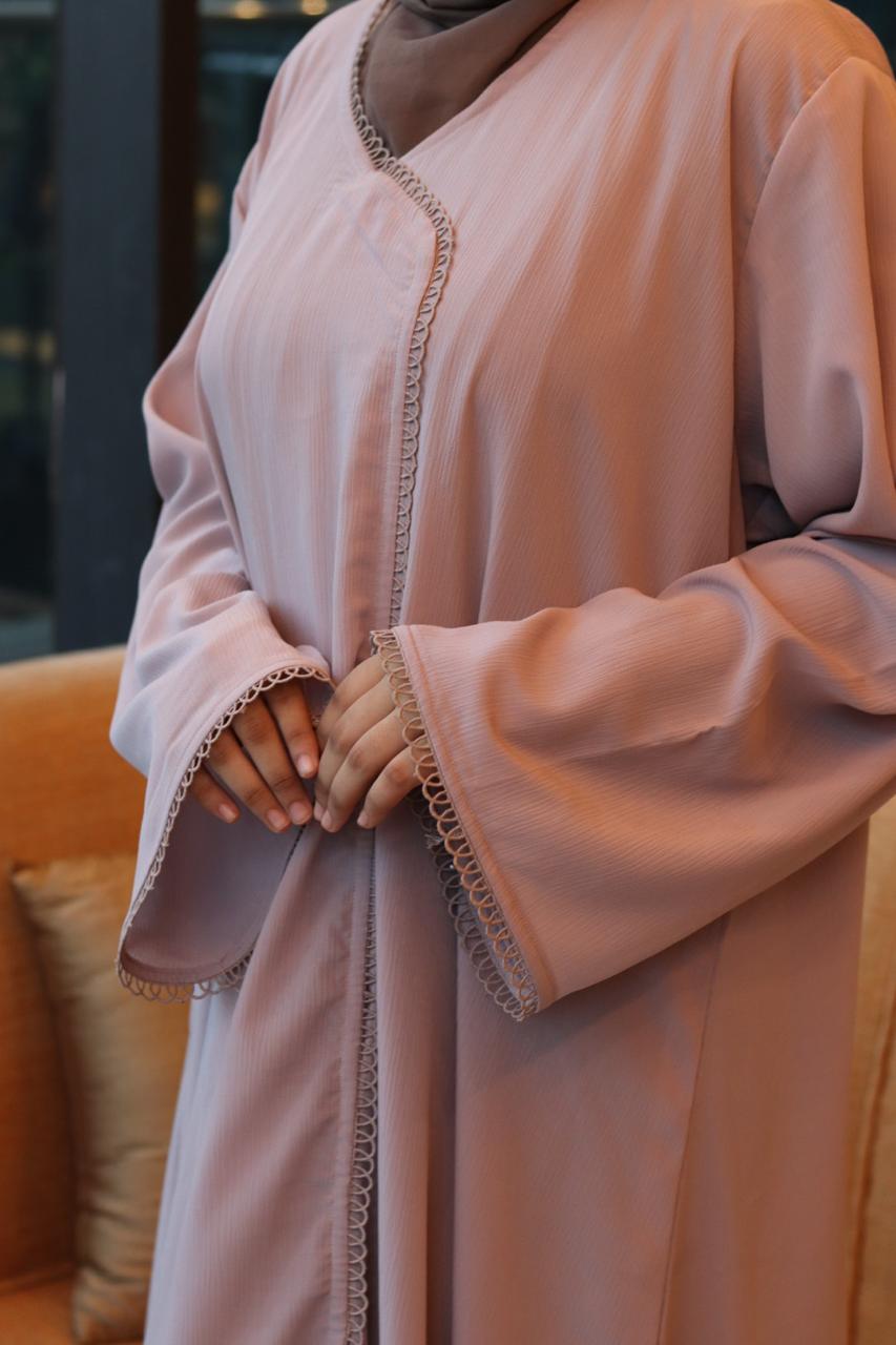 serene lace Abaya- Beige (Hijab is not included)