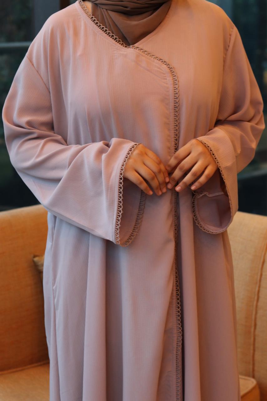 serene lace Abaya- Beige (Hijab is not included)