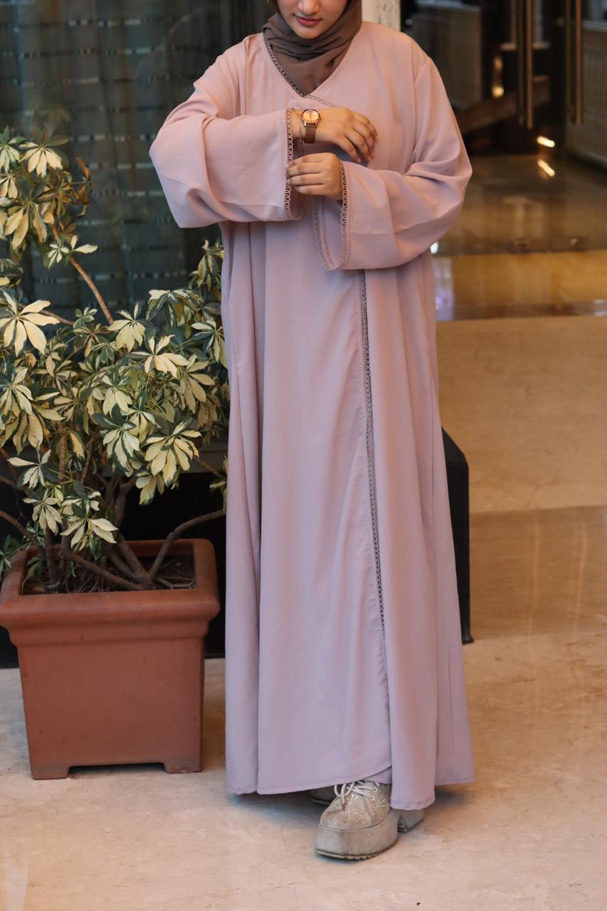 serene lace Abaya- Beige (Hijab is not included)